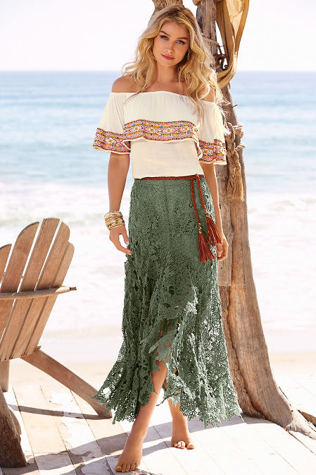 Lace Boho Maxi Skirt | Boston Proper