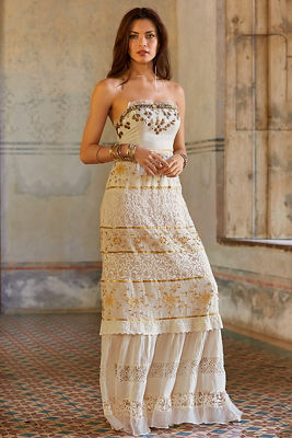 Gold Inset Lace Maxi Dress  Boston  Proper 