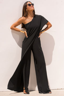 One Shoulder Ruffle Jumpsuit Boston Proper