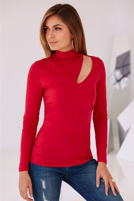 So Sexy™ Slit Mock-neck Top | Boston Proper