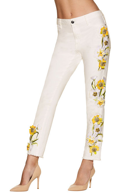 daisy painted jeans