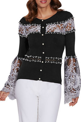 Pearl And Lace Embellished Cardigan | Boston Proper