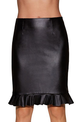 Vegan Leather Ruffle Skirt | Boston Proper