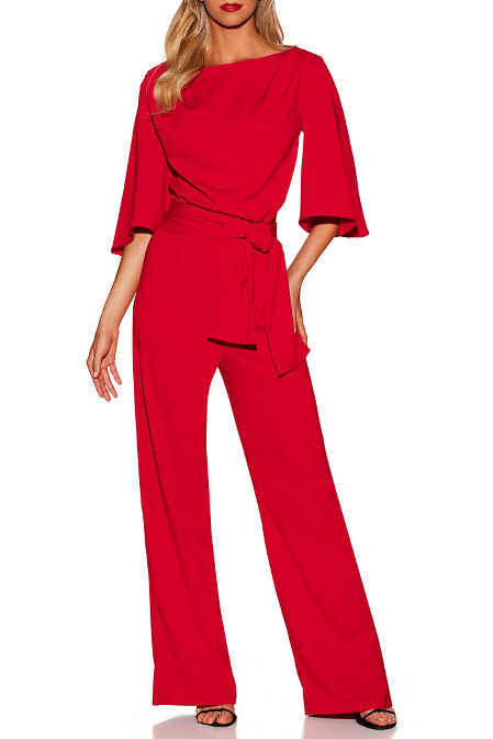 Tie Waist Cape Jumpsuit | Boston Proper